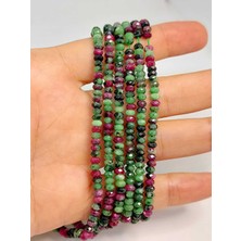 Yaşam Tohumu Çeyrek Dizi (9cm Uzunluğundadır!) Anyolit (Rubizoit- Rubyzoisit) Taşı Rondela Faset Kesim Çeyrek Dizi 2.5*4mm (45322)