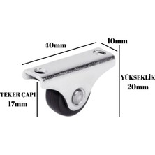 DS Yapı Sabit Tabanlı Masa Tekeri Sehpa ve Dolap Tekeri(Teker ÇAPI:17MM YÜKSEKLIK:20MM)(KROM-SİYAH)