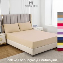 Teksnil Home | Ranforce | Pamuklu Çift Kişilik Bej  Lastikli Çarşaf | 14 Renk | Fıtted | 200X200