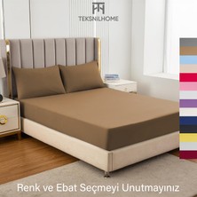 Teksnil Home | Ranforce | Pamuklu Çift Kişilik Kahverengi  Lastikli Çarşaf | 14 Renk | Fıtted | 200X200