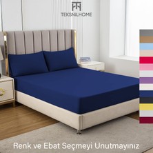 Teksnil Home | Ranforce | Pamuklu  Tek Kişilik Lacivert  Lastikli Çarşaf | 14 Renk | Fıtted | 100X200