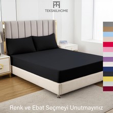 Teksnil Home | Ranforce | Pamuklu  Tek Kişilik Siyah  Lastikli Çarşaf | 14 Renk | Fıtted | 90X190