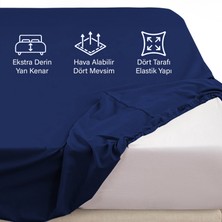 Teksnil Home | Ranforce | Pamuklu  Tek Kişilik Lacivert  Lastikli Çarşaf | 14 Renk | Fıtted | 100X200