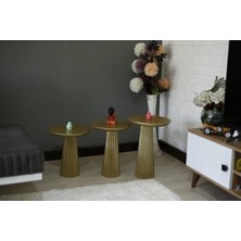 Simillo Home & Living Çizgili Konik Varak Mantar Yan Sehpa