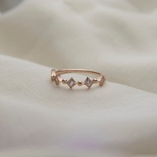 Giby Jewel Kare ve Toplu 925 Ayar Minimal Rose Gümüş Yüzük