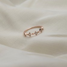 Giby Jewel Kare ve Toplu 925 Ayar Minimal Rose Gümüş Yüzük