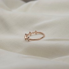 Giby Jewel Kare ve Toplu 925 Ayar Minimal Rose Gümüş Yüzük