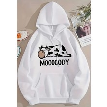 Kids Face Özel Tasarım Kapüşonlu Mooooody Baskılı Şardonlu Yeni Trend Kız Çocuk Hoodie-Sweatshırt