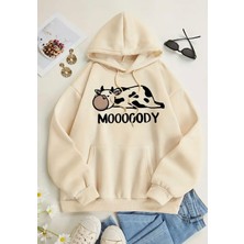 Kids Face Özel Tasarım Kapüşonlu Mooooody Baskılı Şardonlu Yeni Trend Kız Çocuk Hoodie-Sweatshırt