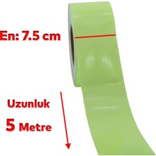 Badem10 Fotolümen Gece Parlayan 7.5 cm Yeşil Reflektörlü Fosforlu Reflektif Düz Şerit Bant 5 mt Ikaz Bandı