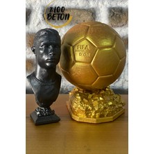 Craft 3D Atölye Ronaldo 13 cm ve Ballon D'or 15 cm Boyunda-Hediye Paketi ile Beraber Beton Büst/figür/biblo