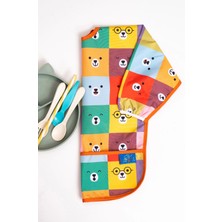 Baveta Colour Bear Desenli Sıvı Geçirmez Uzun Kol Aktivite ve Mama Önlüğü 6-24 Ay