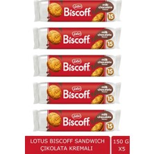 Lotus Bıscoff Sandwıch Bıscoff Chocolate 150 G - Çikolata Kremalı Bisküvi x 5 Adet