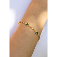 ÇGK KUYUMCULUK  Doç Zincir Kalpli Altın Bileklik CGKBLK0140