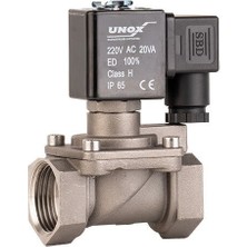 Unox 220V AC Paslanmaz Genel Maksat Solenoid Valf Normalde Kapalı 1"(0,5-16 BAR)