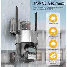 Qasul 8mp Hd Ip Kamera 2 Lens Güvenlik Koruması Wifi Gözetim Kameraları 8x Zoom Ptz Kablosuz Polis Alarm