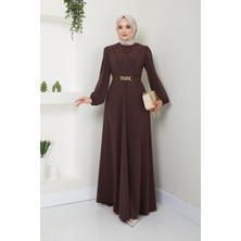 Ayşe Melek Tasarım Zincir Kemerli Tesettür Elbise 2646