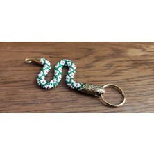 Çakır Grup Bohem Tarzı Şık Tasarımlı Yılan Motifli Anahtarlık Bohem Tarzı Özel Üretim Boncuk Dokumalı