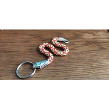 Çakır Grup Bohem Tarzı Şık Tasarımlı Yılan Motifli Anahtarlık Bohem Tarzı Özel Üretim Boncuk Dokumalı