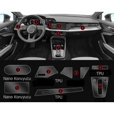 Ael-Tech Audi A3 Navigasyon Dijital Gösterge Nano ve Piano Black Uyumlu Tpu Koruyucu 7 Li Set 2021 2023