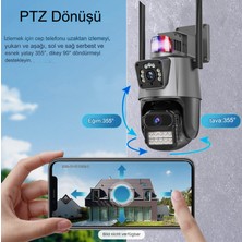 Qasul 8mp 4K Ip Kamera Açık Wifi Ptz Çift Lens Çift Ekran Otomatik Izleme Su Geçirmez Güvenlik Kamera