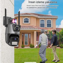 Qasul 8mp 4K Ip Kamera Açık Wifi Ptz Çift Lens Çift Ekran Otomatik Izleme Su Geçirmez Güvenlik Kamera