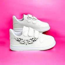Amazoon Desing Dark Hello Cat Baskılı Sneaker Kız Çocuk Okul Ayakkabısı
