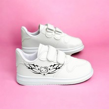 Amazoon Desing Dark Hello Cat Baskılı Sneaker Kız Çocuk Okul Ayakkabısı