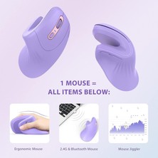 Seenda Ergonomik Kablosuz Dikey Mouse, Bluetooth 4.0+Usb - Mor