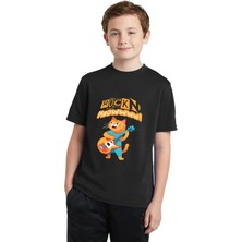 Lepiska Gitar T-Shirtü - Gitar Çalan Kedi T-Shirtü - Rock'n Meow Yazılı T-Shirt - Gitar ve Kedi Severler Için T-Shirt