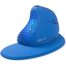 Delux Seeker Kablosuz Ergonomik Dikey Mouse, OLED Ekran - M618SXD-MAVI