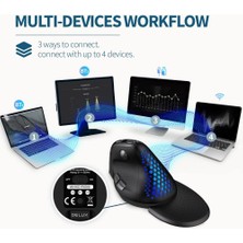 Delux Seeker Kablosuz Ergonomik Dikey Mouse, OLED Ekran - M618XSD-SIYAH