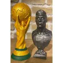 Craft 3D Atölye Messi(13 Cm) ve Dünya Kupası(15 Cm) (Hediye Paketi ile Beraber )Beton Biblo/büst/figür