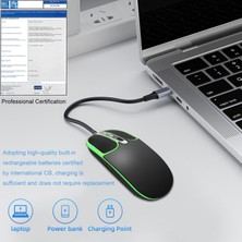 Dancesoul Deri Düğmeli Kablosuz Mouse, Rgb Renkli Işıklı LED - Siyah