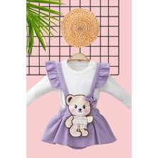 Candar Kurdaleli Ayıcık Askılı 2'li Kız Bebek Takımı