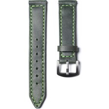 Atelier Duos 22 mm Çift Kat Deri Saat Kayışı-Yeşil