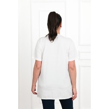 Moda Xlarge Kadın V Yaka Yırtmaçlı Büyük T-Shirt 1199-22