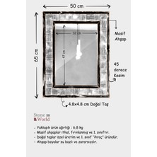 Stone World Scratch Bej Mermer Dekoratif Ayna – 50×65 cm