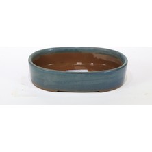 Seika Oval Bonsai Saksısı Japon No-11-Sırlı Su Yeşili (21 Cm)