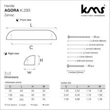 Kms Agora Zamak Kulp Dolap Çekmece Ünite Komidin Kulbu 192MM Siyah