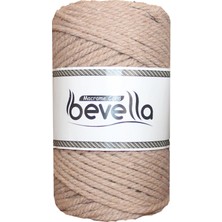 Bevella Premium 3 Büküm Burgulu Pamuk Makrome Ipi 3 mm 250 gr Koyu Bej