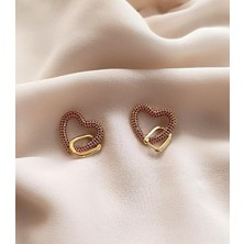 HD Marketim Küpe Kalp Kararmaz Çelik 316L Sarı Renk Taşlı Küpe