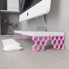 3 Boyutlu Hepsi Monitör Yükseltici Model No : 3 - Bilgisayar Ekran Yükseltici - Renkli Altıgen Desenli Tasarım