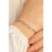 Osmanlı Gümüş Kadın Gümüş Bileklik - 925 Ayar Zirkon Taşlı Mekik Model Gümüş Kadın Bileklik