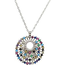 Osmanlı Gümüş Mix Taşlı Bayan Gümüş Kolye