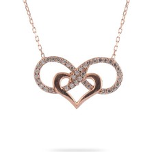 Osmanlı Gümüş Sonsuzluk ve Kalp Motifli Taş Süslemeli  Bayan Gümüş 925 Ayar Kolye Gklsnszlkkp-Alt