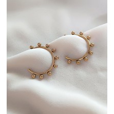 HD Marketim Küpe Halka Kararmaz Çelik 316L Sarı Renk Halka Küpe