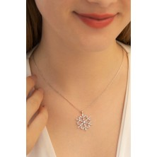 Osmanlı Gümüş Kadın Gümüş Kolye - Kadın Baget Taşlı Kar Tanesi Gümüş Kolye