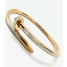 Osmanlı Gümüş Ottoman Taş Işlemeli Altın Renk Kadın Çivi Model Bileklik