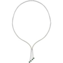 Osmanlı Gümüş Ikarus Zümrüt Taşlı Bayan Gümüş Kolye